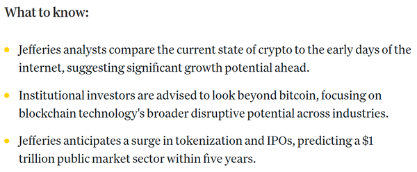 제프리스는 가상화폐 시장이 지난 1996년 인터넷 등장 시기와 비슷한 시점에 놓여있다고 밝혔다(사진=코인데스크/ 제프리스)