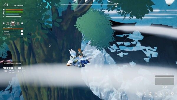 ▲비행형 팻과 함께 하늘을 날면서 세계를 탐험해 볼 수 있다