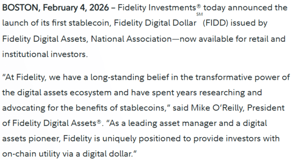 피델리티가 자체 스테이블코인인&nbsp;‘피델리티&nbsp;디지털&nbsp;달러’를 출시했다(사진=피델리티)