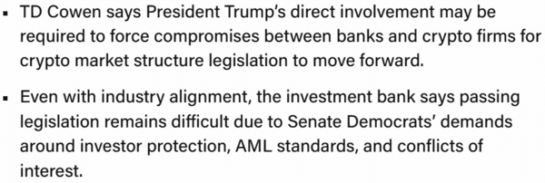 미국 가상화폐 시장 구조 입법의 진전을 위해 도널드 트럼프(Donald J. Trump) 현지 대통령의 직접적인 개입이 필요할 수 있다는 분석이다(사진=더블록/ 티디코웬)