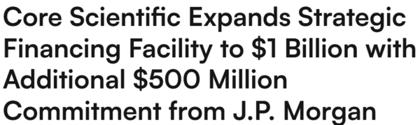 코어사이언티픽이 제이피모건으로부터&nbsp;5억&nbsp;달러(한화 약 7,250억 원) 규모의&nbsp;추가&nbsp;신용&nbsp;공여를&nbsp;확보했다(사진=코어사이언티픽)