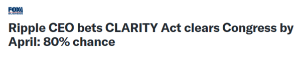 리플랩스 최고경영자는 80%의 확률로 ‘클라리티’ 가상화폐 시장 구조 법안이 오는 4월 말까지 통과될 것으로 내다본 바 있다(사진=폭스비즈니스)