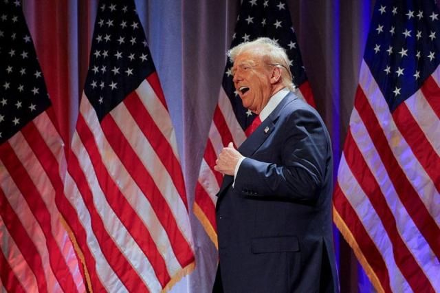 US President-elect Donald Trump reacts as he meets with House Republicans on Capitol Hill in Washington on Nov 13 2024 Reuters-Yonhap