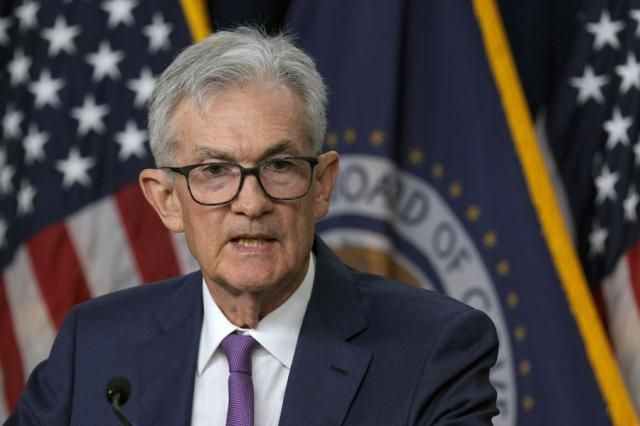 Federal Reserve Board Chair Jerome Powell speaks during a news conference at the Federal Reserve in Washington on May 1 2024 AP-Yonhap