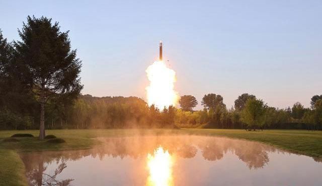 A missile is being fired in an unidentified area in North Korea in this photo released by the state-run Korean Central News Agency on June 26 2024