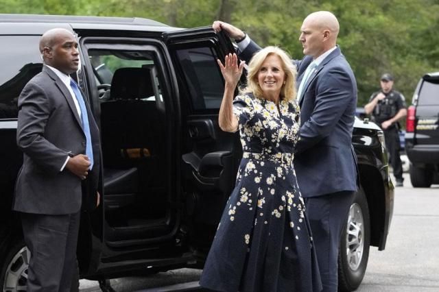 First lady Jill Biden makes a campaign stop in Middleville Michigan on July 3 2024 AP-Yonhap