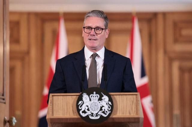 British Prime Minister Keir Starmer delivers a speech following his first cabinet meeting as Prime Minister in London Britain on July 6 2024 Reuters-Yonhap