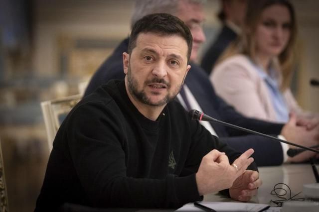 Ukrainian President Volodymyr Zelensky speaks during a meeting in Kyiv Ukraine on Jan 8 2025 AP-Yonhap