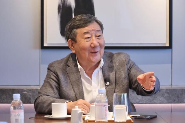 Chairman of Kazakhstan-based Caspian Group Yuriy Tskhay gestures while speaking during an interview in central Seoul on Oct 16 2025 AJP Han Jung-u
