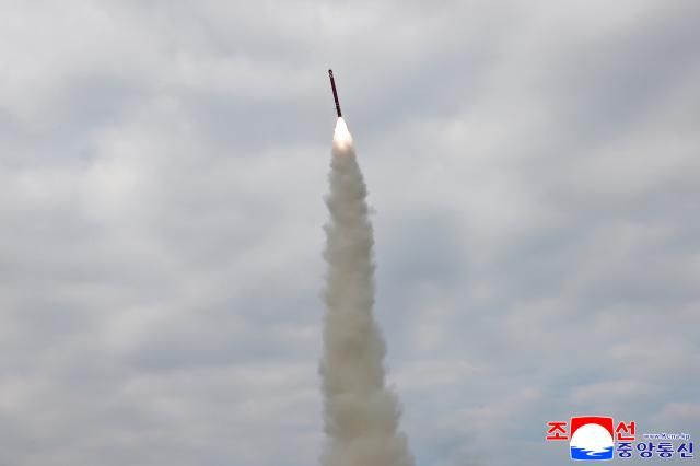 A cruise missile is being launched at an undisclosed location in North Korea on Oct 28 2025 in this photo released by the state-run North Korean Central News Agency the following day