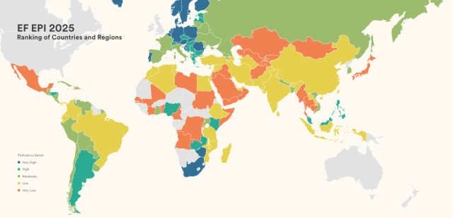 2025 English Proficiency Map Source EF Education First