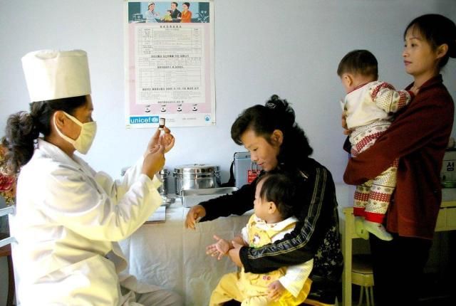 Children in North Korea get vaccinated in this file photo from October 2012 Courtesy of the Korean Central News Agency