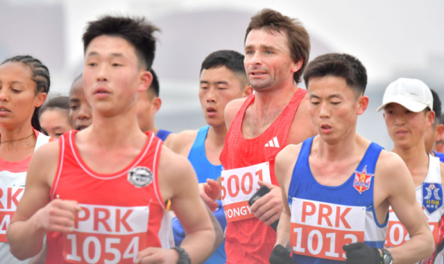 Participants run in the 31st Pyongyang International Marathon held in Pyongyang on April 6 2025 in this photo released by North Koreas official Korean Central News Agency two days later