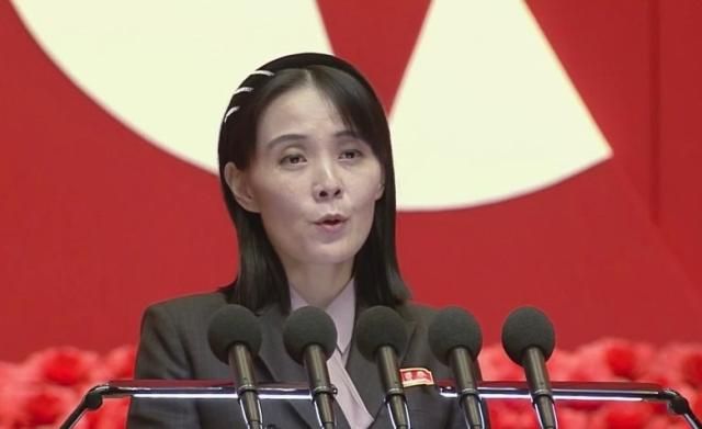 North Korean leader Kim Jong-uns sister Kim Yo-jong speaks at an unidentified location in Pyongyang in this grab from the state-run North Korean Central Television in August 2022 