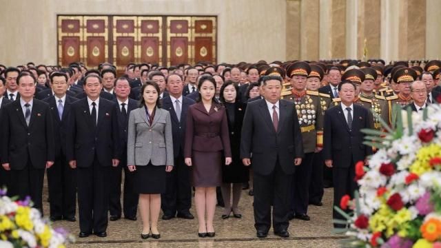 North Korean leader Kim Jong Un visited the Kumsusan Palace of the Sun for the New Year, state media reported. His daughter, Ju Ae, was shown publicly attending the tribute for the first time.
