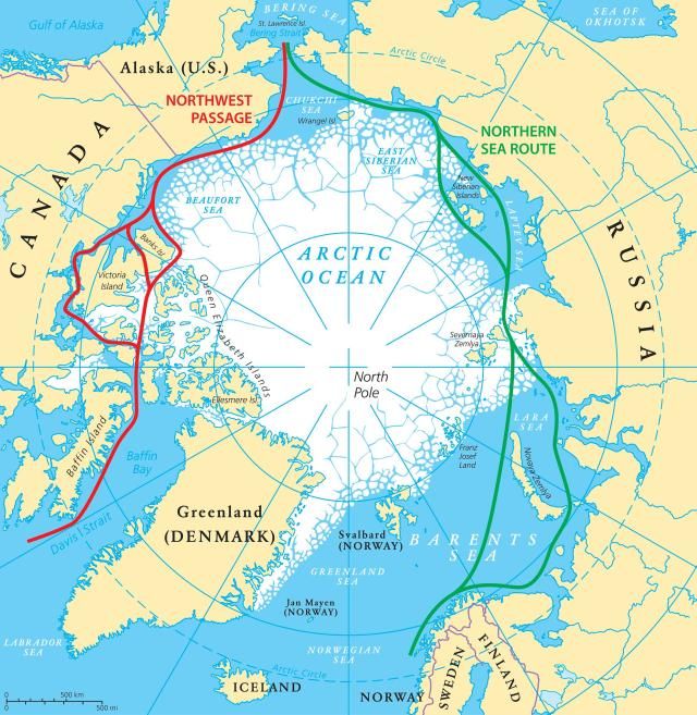 Map of Artic sea lanes 