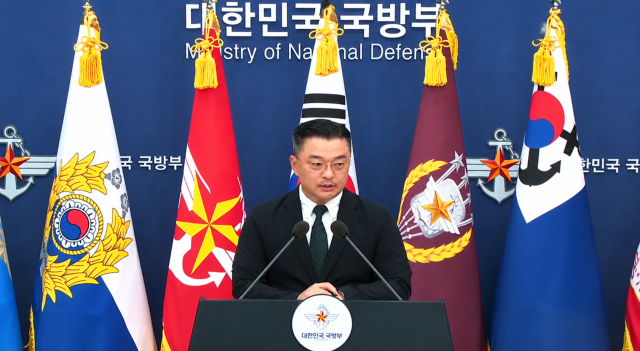 Lee Kyung-ho deputy spokesperson for South Korea’s Defense Ministry speaks during a regular press briefing in Seoul on June 29 2026 AJP Kim Hee-su