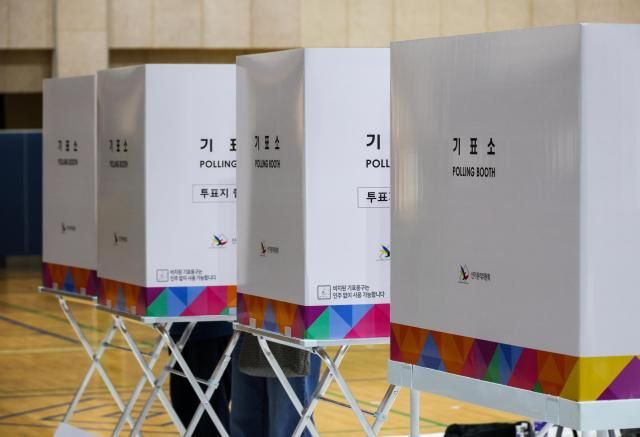Ballot boxes are setup inside a polling station in southwestern Seoul on June 3 AJP Yoo Na-hyun