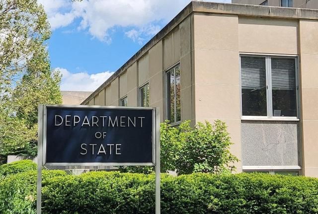 米国国務省庁舎前景の写真連合ニュース.