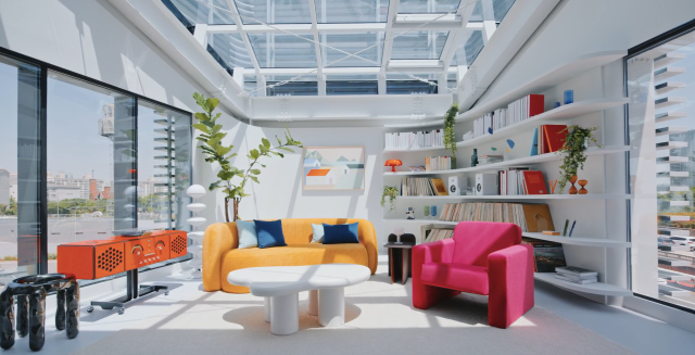 Phòng khách với trần được làm bằng kính trong suốt ẢnhThành phố Seoul