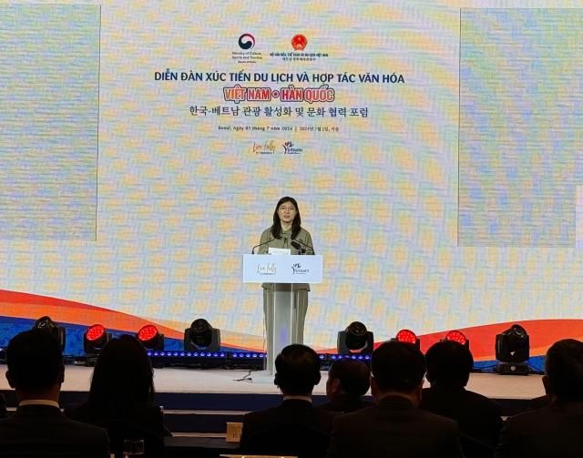 Thứ trưởng thứ hai Bộ VHTTDL Hàn Quốc Jang Mi-ran phát biểu tại Diễn đàn ẢnhHoàng Phương Ly