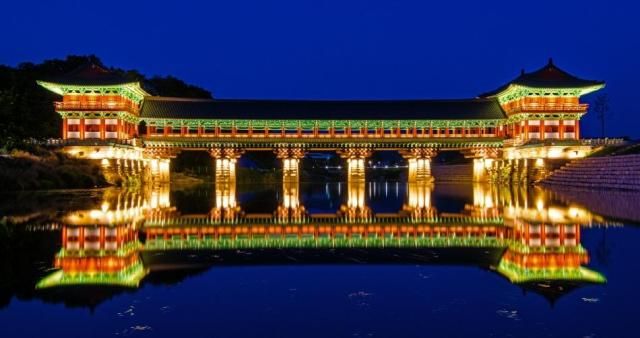 Cầu gỗ Woljeonggyo được xây dựng vào thế kỷ thứ 8 ở tỉnh Gyeongju ẢnhKTO