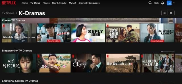 Mục phim truyền hình Hàn Quốc trên trang chủ Netflix của Mỹ ẢnhNetflix