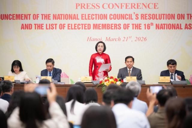 Ủy viên Trung ương Đảng Phó Chủ tịch Quốc hội Nguyễn Thị Thanh - Ủy viên Hội đồng Bầu cử Quốc gia Phó trưởng Tiểu ban Nhân sự chủ trì và điều hành họp báo ẢnhCổng TTĐT Quốc hội