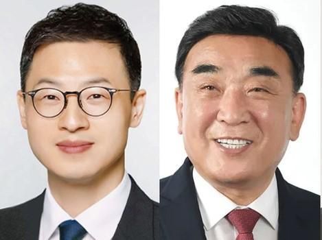 Ứng viên Kim Sang-wook của Đảng Dân chủ (trái) và Kim Doo-kyum của Đảng Sức mạnh Nhân dân.