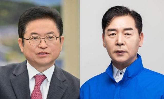 Ứng viên Lee Cheol-woo của Đảng Sức mạnh Quốc dân (trái) và ứng viên Oh Joong-gi của Đảng Dân chủ [Ảnh: Facebook ứng viên]