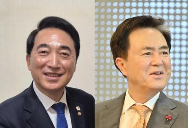 Ứng viên Park Soo-hyun của Đảng Dân chủ (trái) và ứng viên Kim Tae-heum của Đảng Sức mạnh Quốc dân (phải).