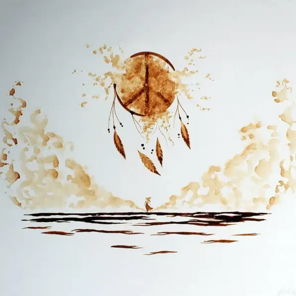 커피와 커피 찌꺼기로 그린 그림 | mbong.kr 엠봉