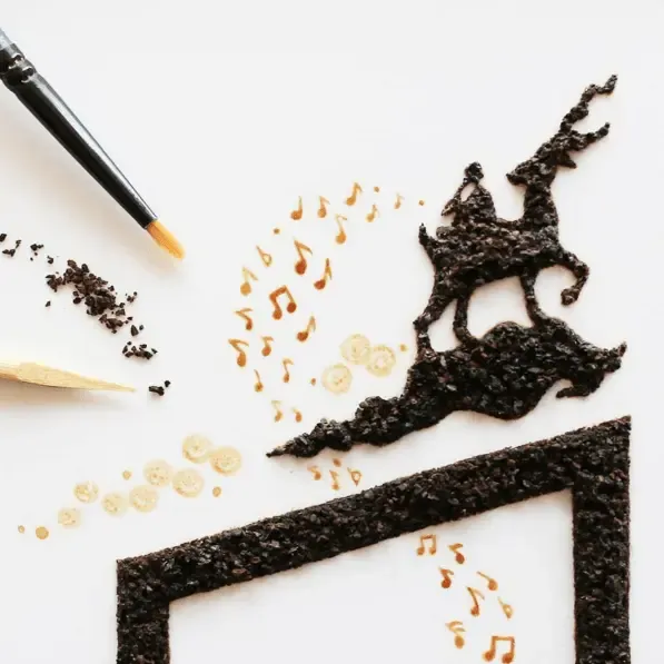 커피와 커피 찌꺼기로 그린 그림 | mbong.kr 엠봉