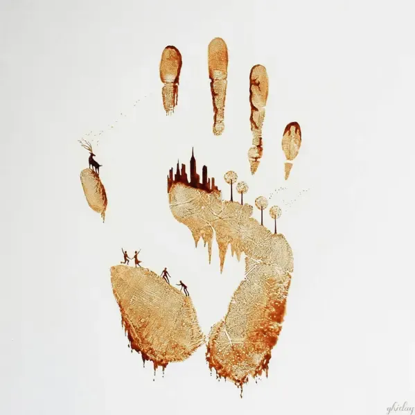 커피와 커피 찌꺼기로 그린 그림 | mbong.kr 엠봉