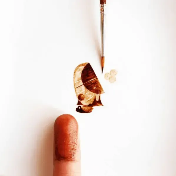 커피와 커피 찌꺼기로 그린 그림 | mbong.kr 엠봉