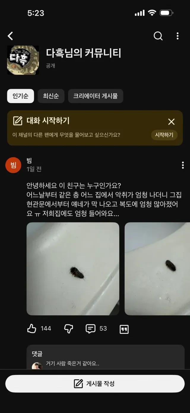 실내에 보이는 순간 망한거라는 벌레.jpg