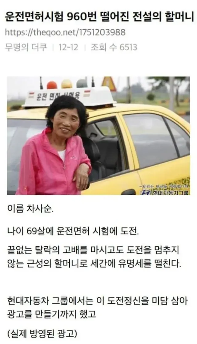 960번만에 운전면허시험 합격한 인간 승리 할머니.jyp