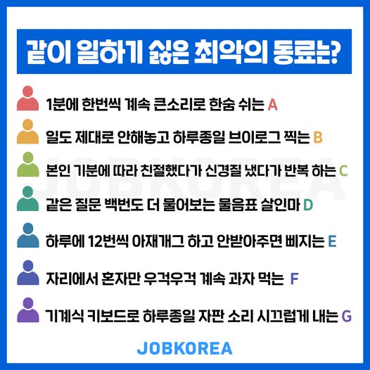 직장인들이 꼽은 같이 일하기 싫은 동료 유형 이미지