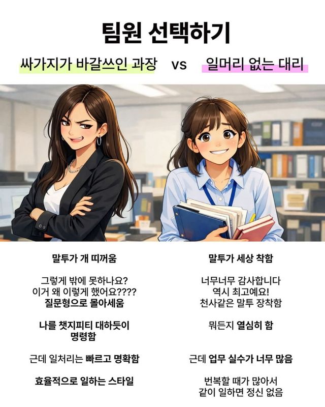 능력치냐 인성이냐… 직장인 괴롭히는 난제 팀원 선택하기 이미지