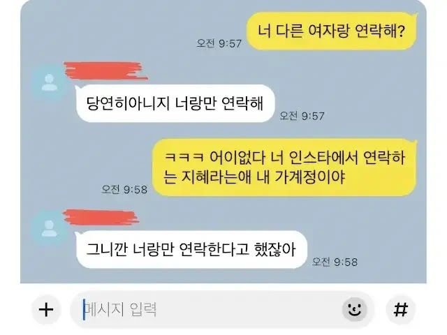여자친구 가계정에 낚인 남자친구의 궤변 이미지