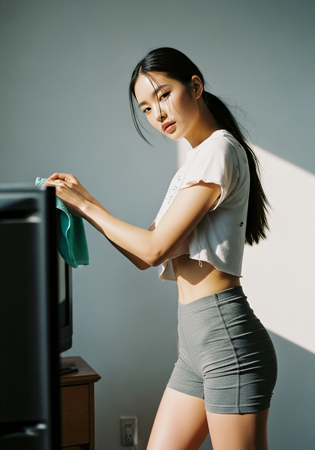 집에서 낡은 티셔츠만 입는 아내