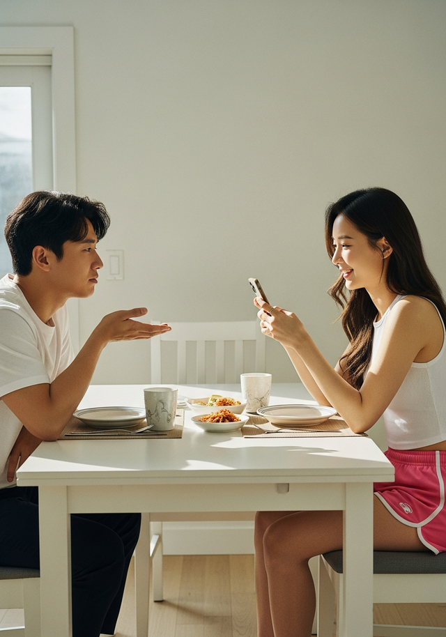 식사 시간마다 스마트폰만 보는 배우자