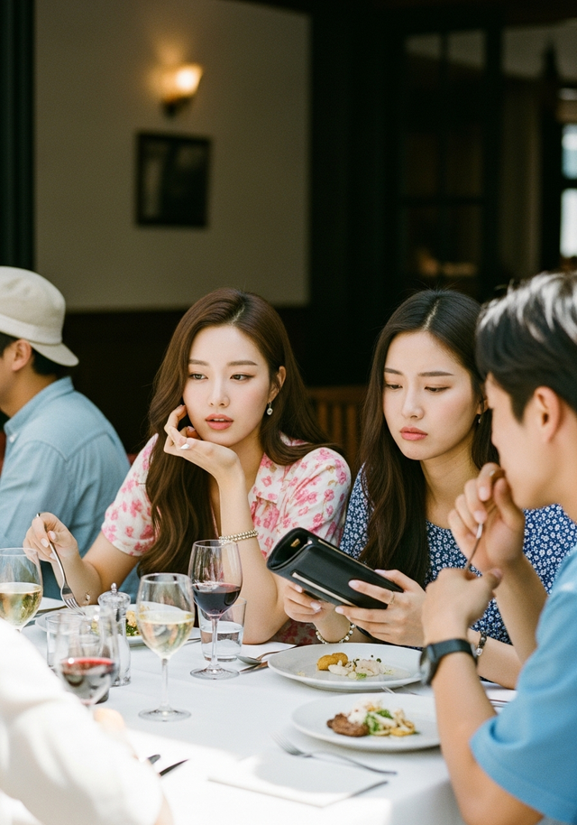 친구들과의 모임에서 계산을 피하는 연인