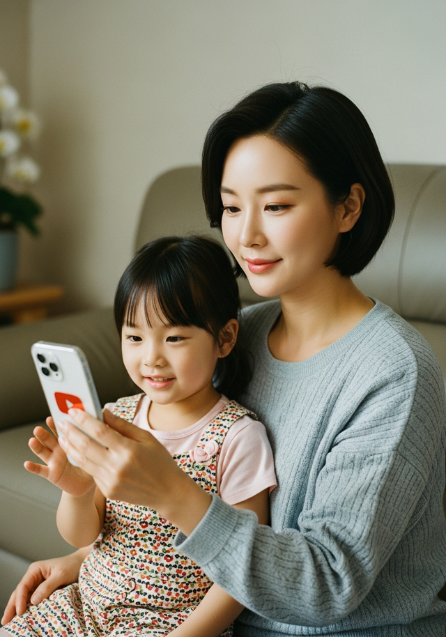 시어머니가 아이에게 유튜브를 보여줄 때