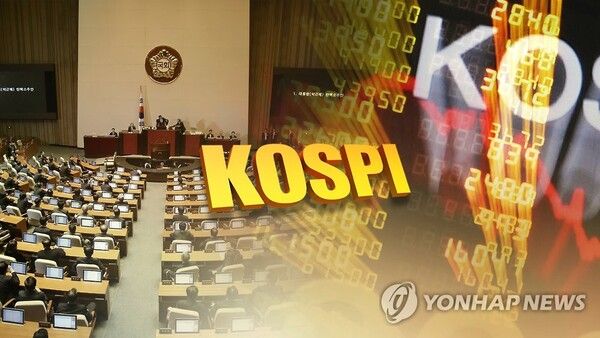 탄핵안 가결 후 첫날 증시 상승…불확실성 일부 해소(CG)/연합뉴스