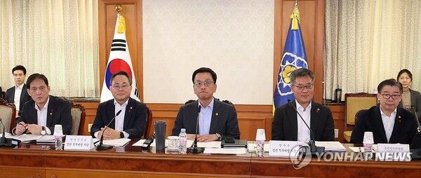 최상목 대통령 권한대행 부총리 겸 기획재정부 장관이 14일 정부서울청사에서 사회 분야 주요 현안 해법 회의를 하고 있다./사진=연합뉴스