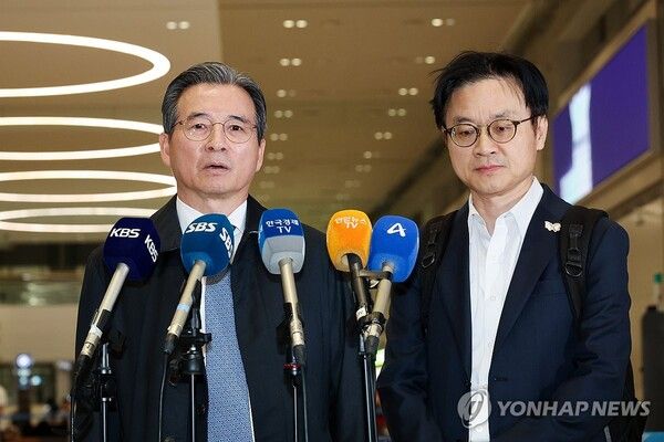 김용범·김정관, 관세협상 마치고 귀국/연합뉴스