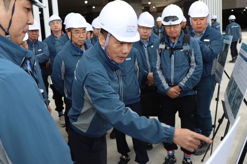 현장 전사경영회의 진행하는 송치영 포스코이앤씨 사장/연합뉴스