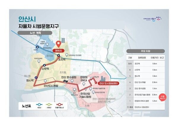 안산시 자율주행자동차 시범 운행계획 노선도(안)/사진=안산시