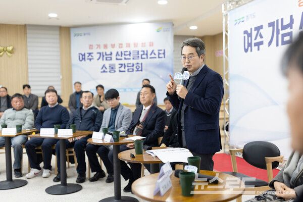 김동연 지사가 여주 가남 산단클러스터 소통 간담회에서 발언하고 있다./사진=경기도